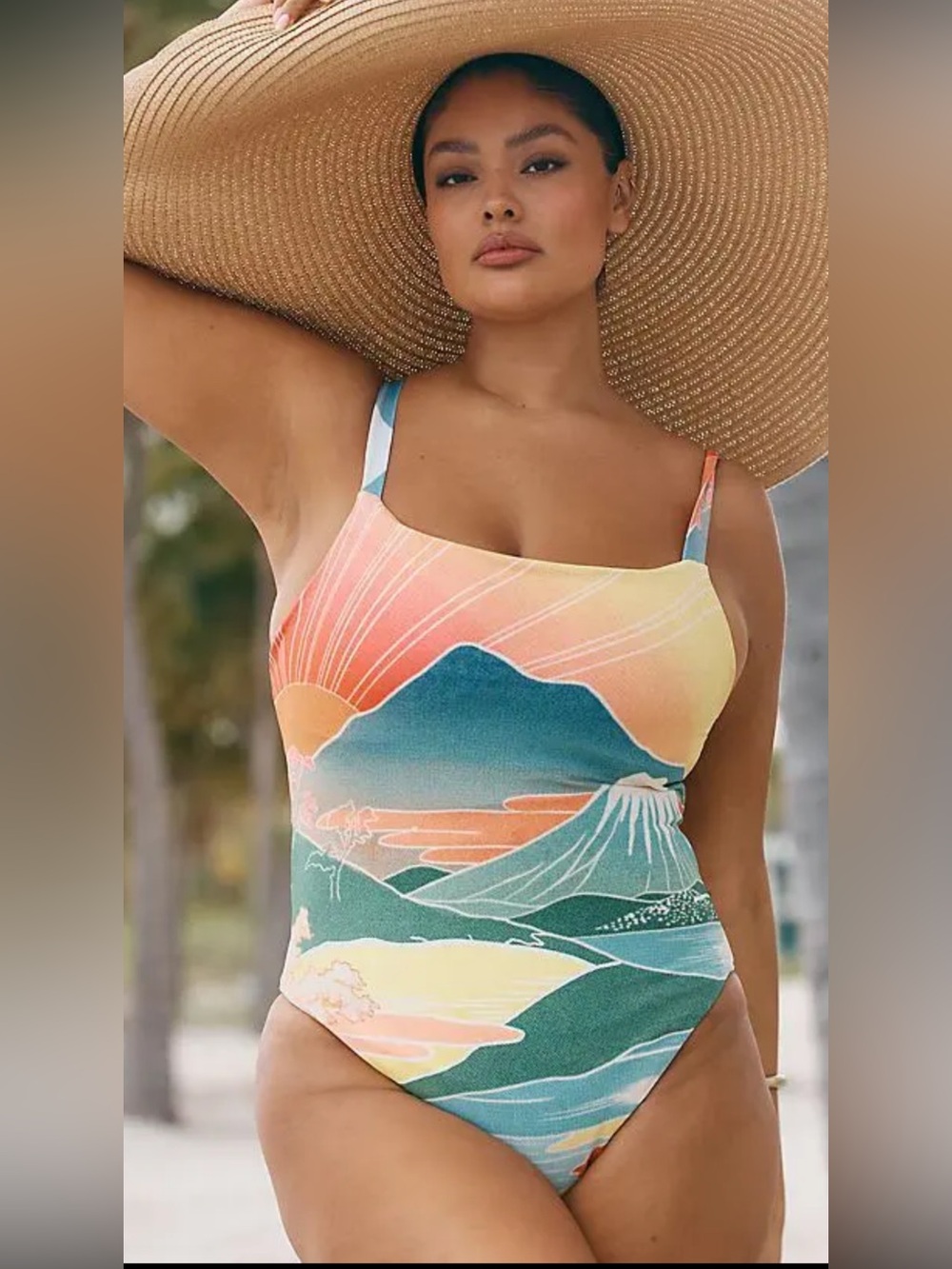 Anthropologie Maaji Sakura Scenery Briella corset tie back one-piece swimsuit